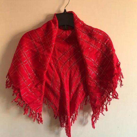 Red Scarf With Silver Thread - Picture 4 of 4